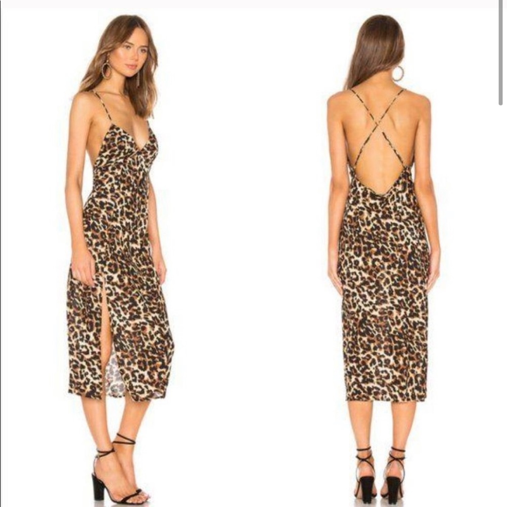 RESA Harper Slit Slip Dress in Leopard – Medium